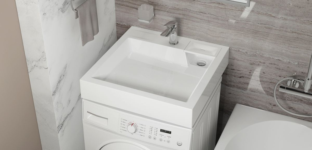 Раковина Люкс V61 на стир. машину 600*600*110 (кронштейны, сифон в компл)  