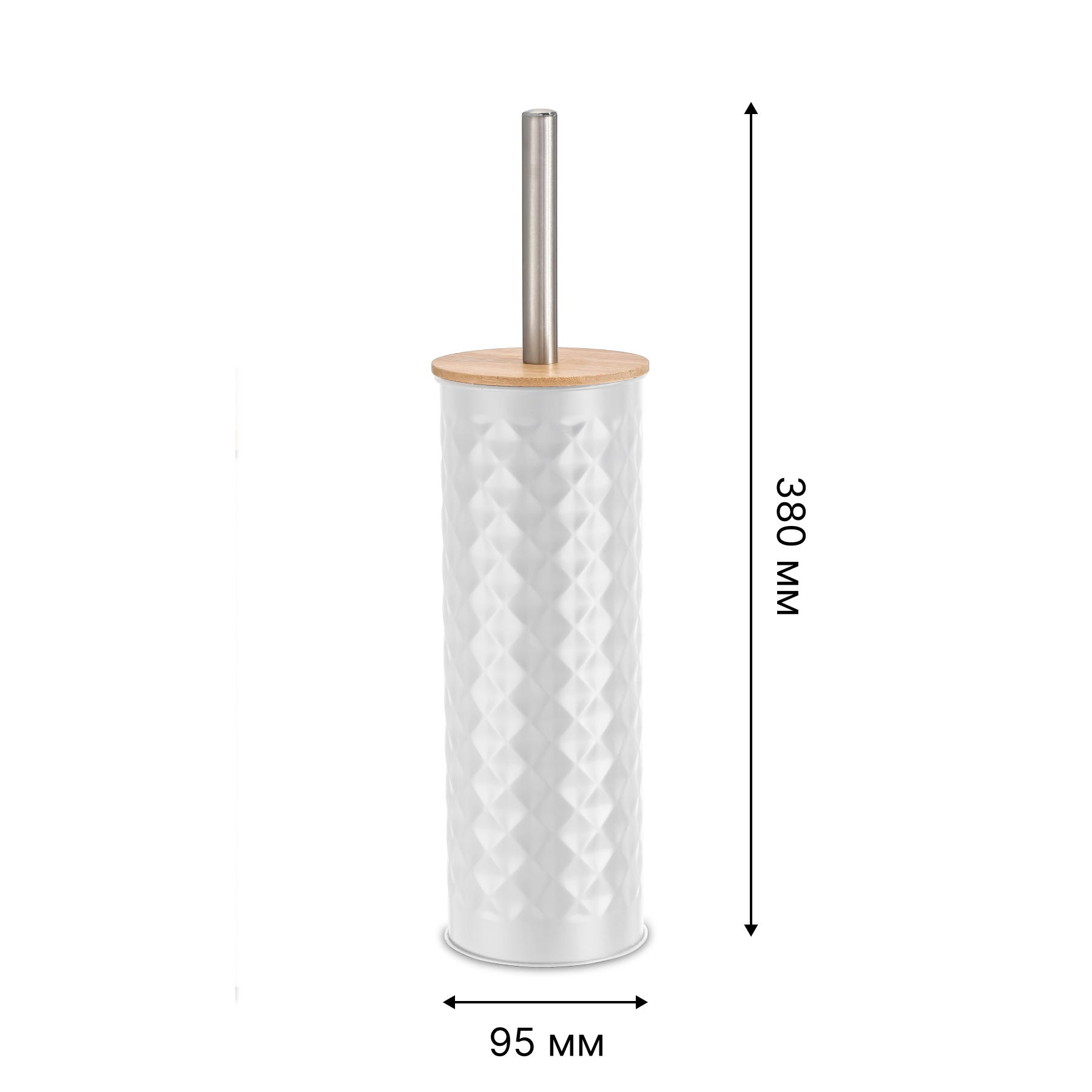 Ерш с бамбуковой крышкой WHITE RHOMBUS, белый/бамбук