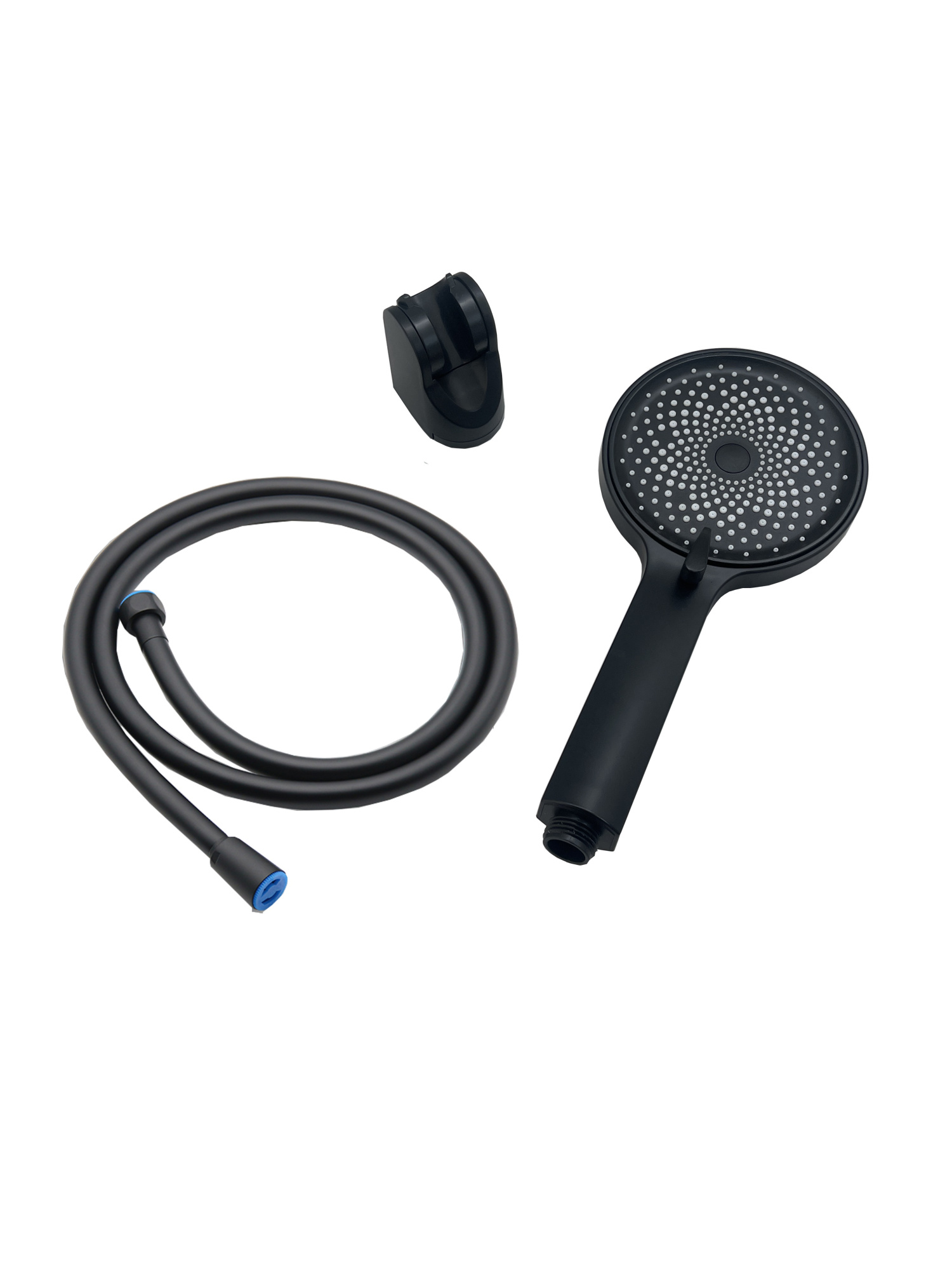 PSH01B Лейка для душа в наборе с держателем и ПВХ-шлангом, черный EvaGold