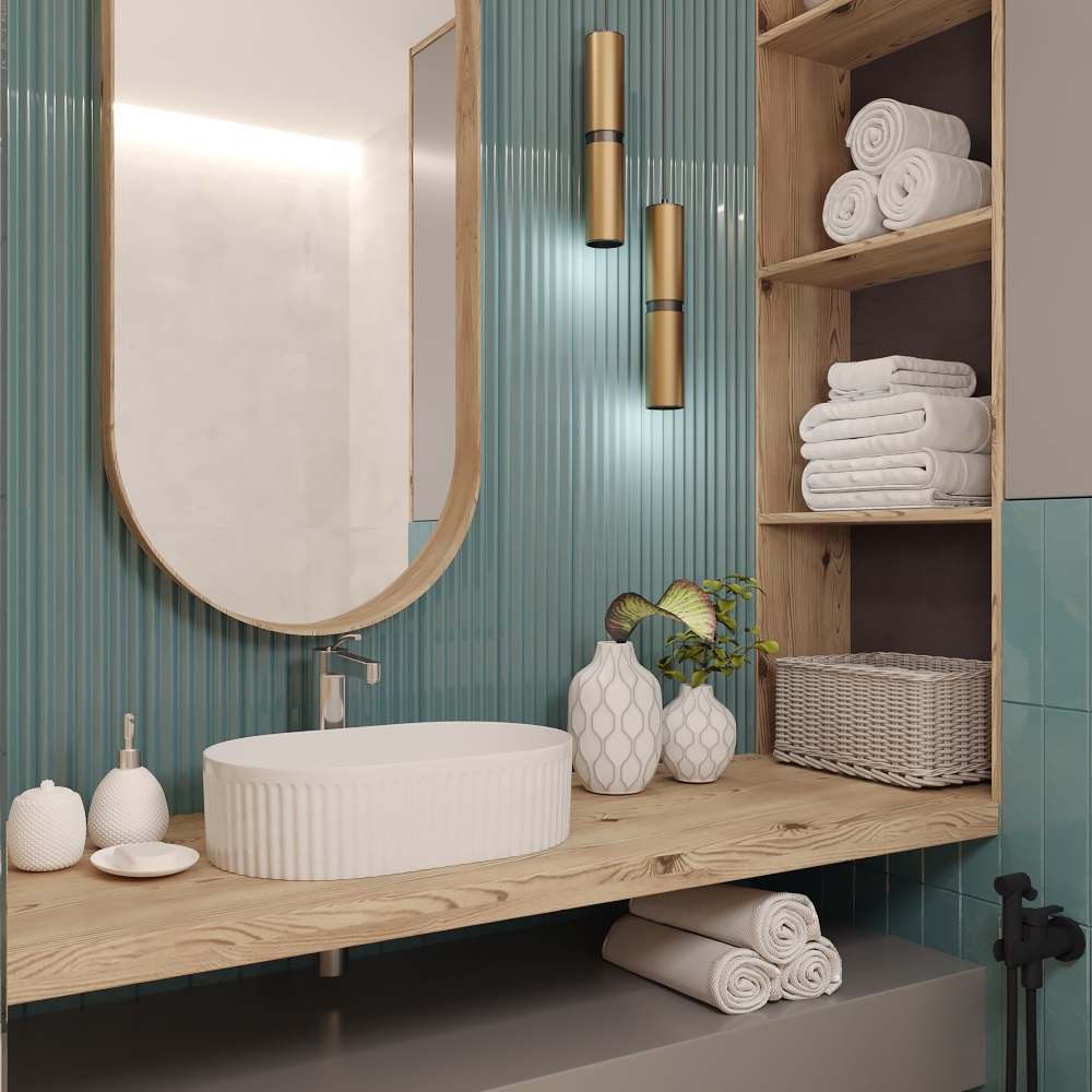 Умывальник накладной A721 текстура овал без перелива (490*310*130 мм)