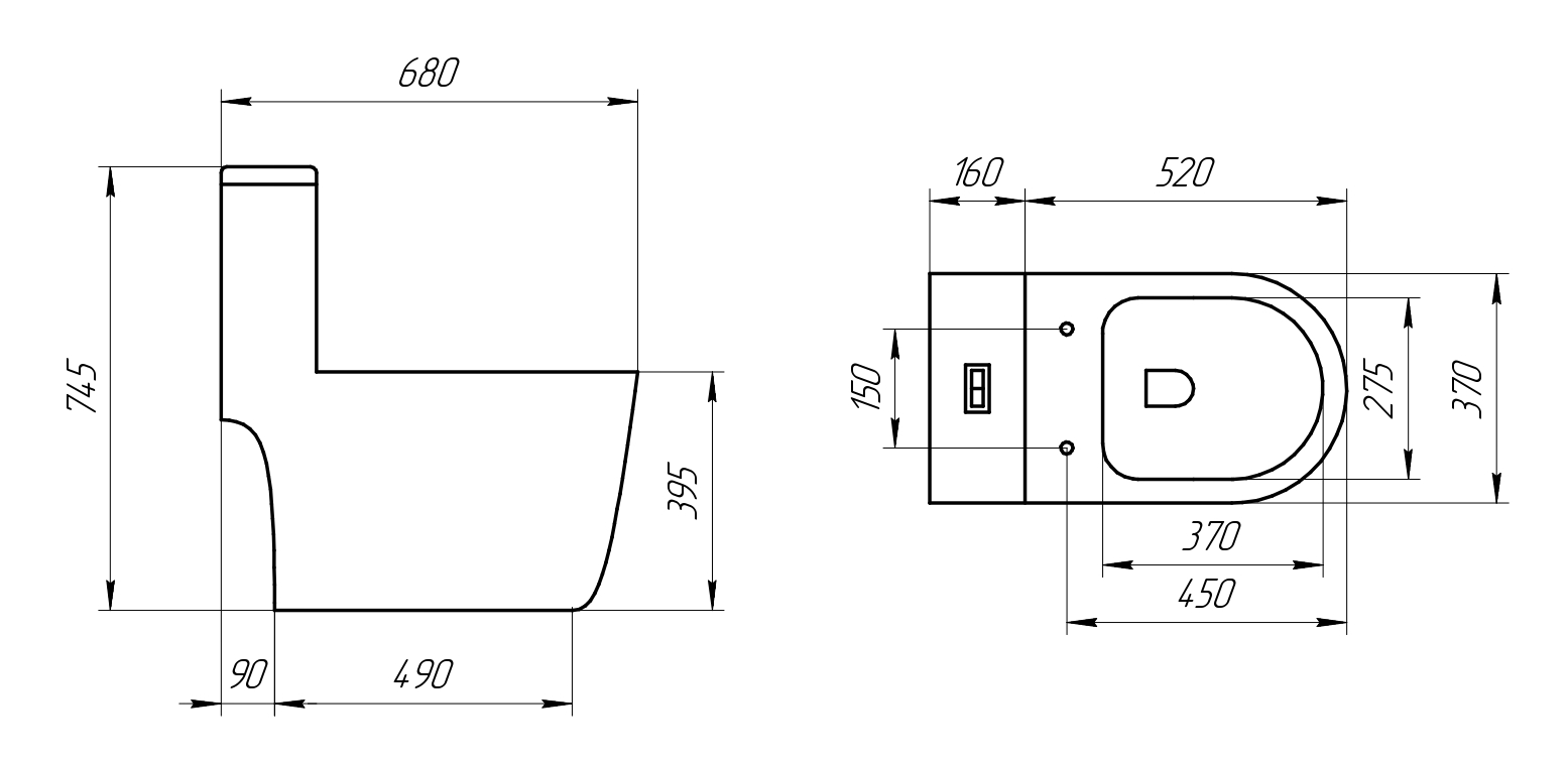 Унитаз-моноблок T1088 безободковый круговой смыв, сиденье тонкое ДП, арматура (с гофрой и подводкой)