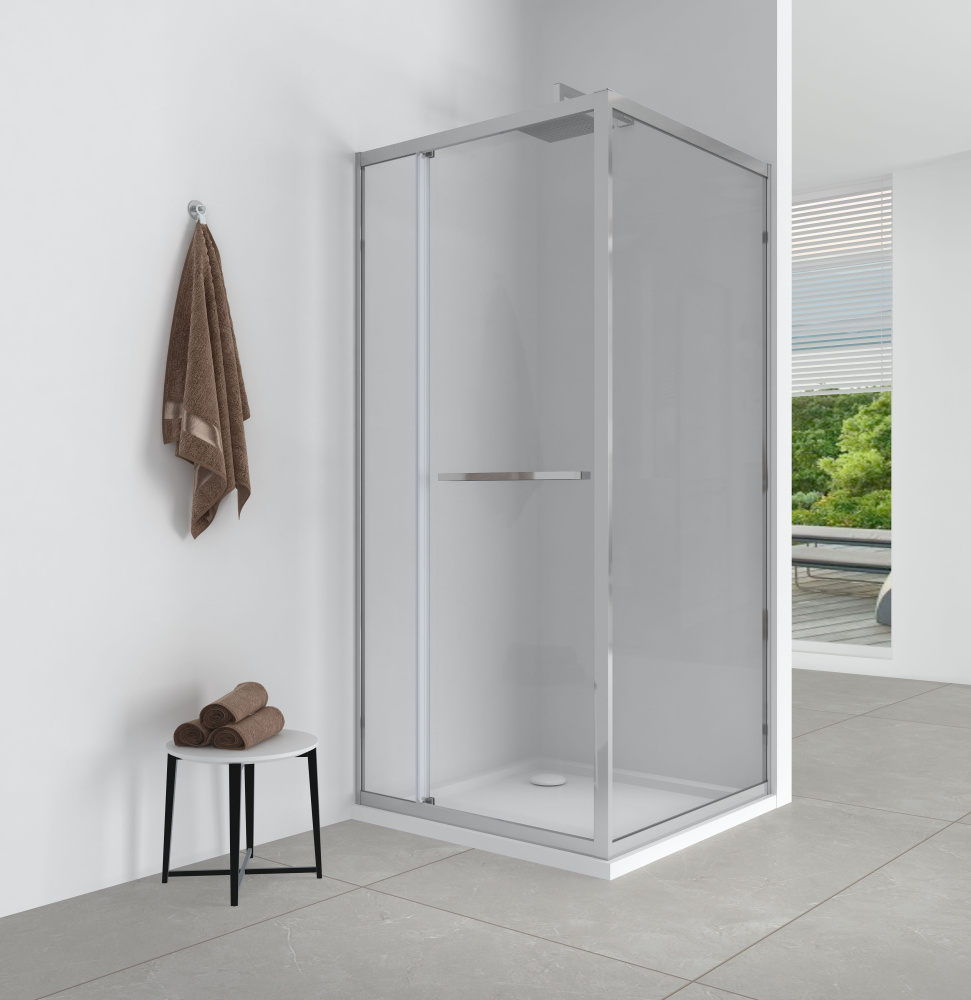 EG7C Душевое ограждение квадрат EvaGold 100х100, профиль хром, прозрачное стекло