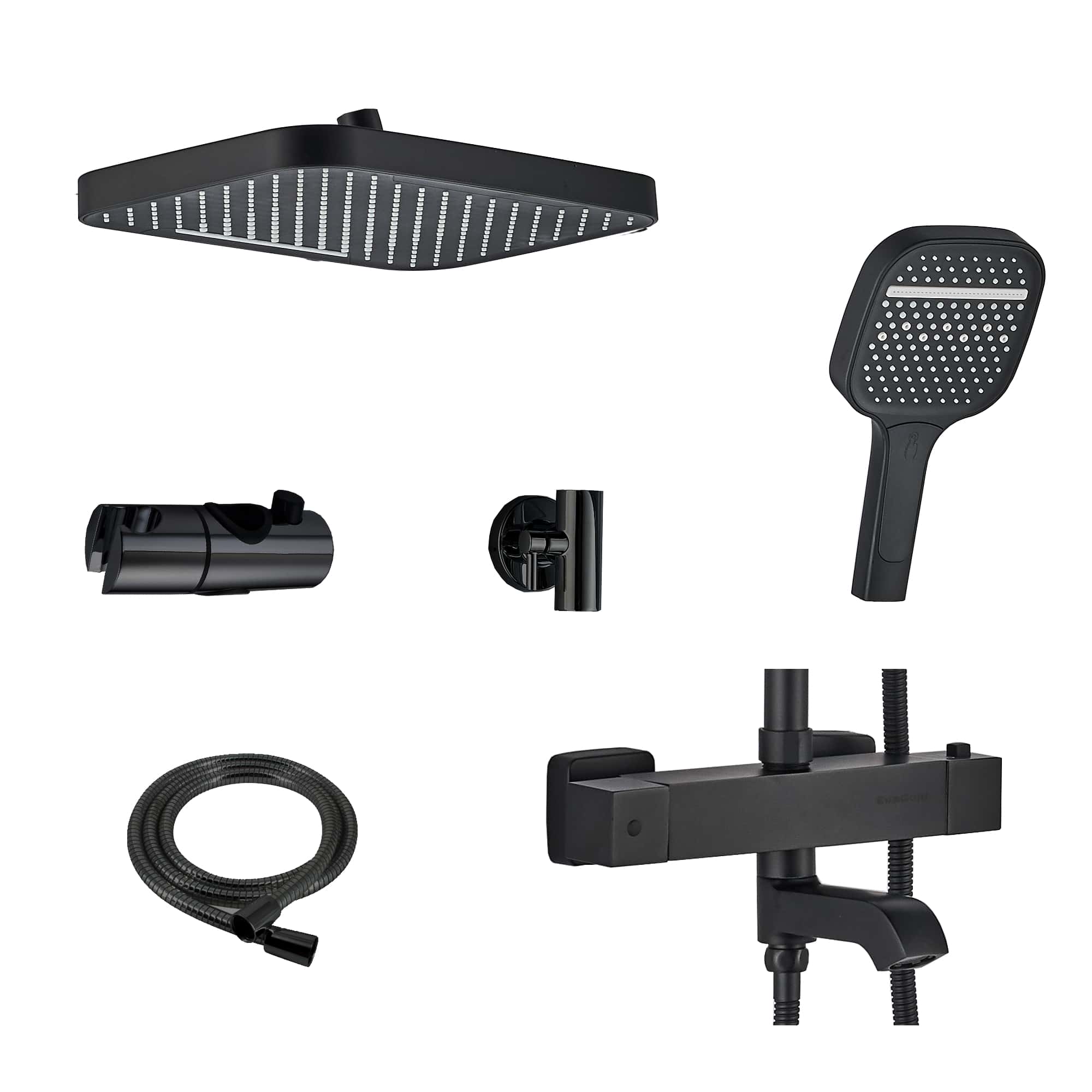 Pacific FS03B-PVD Душевая стойка (150 см) со смесителем латунь, черный с терморегуляцией EvaGold