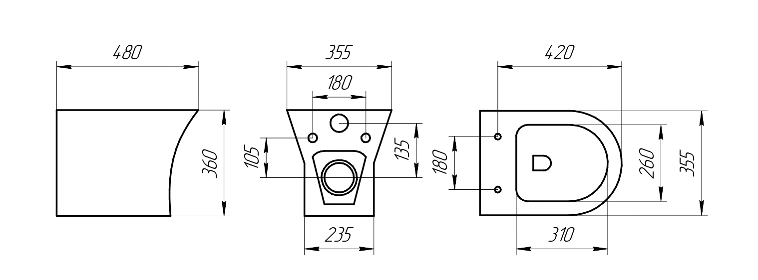 Унитаз подвесной K501 безободковый, сиденье тонкое ДП, крепления