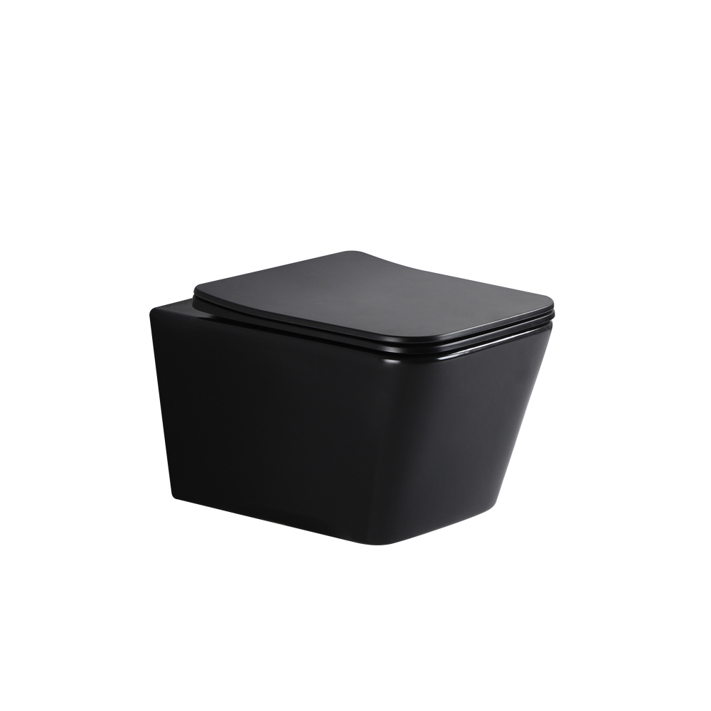 Унитаз подвесной EG130BM черный матовый безободковый, сиденье тонкое ДП, крепления