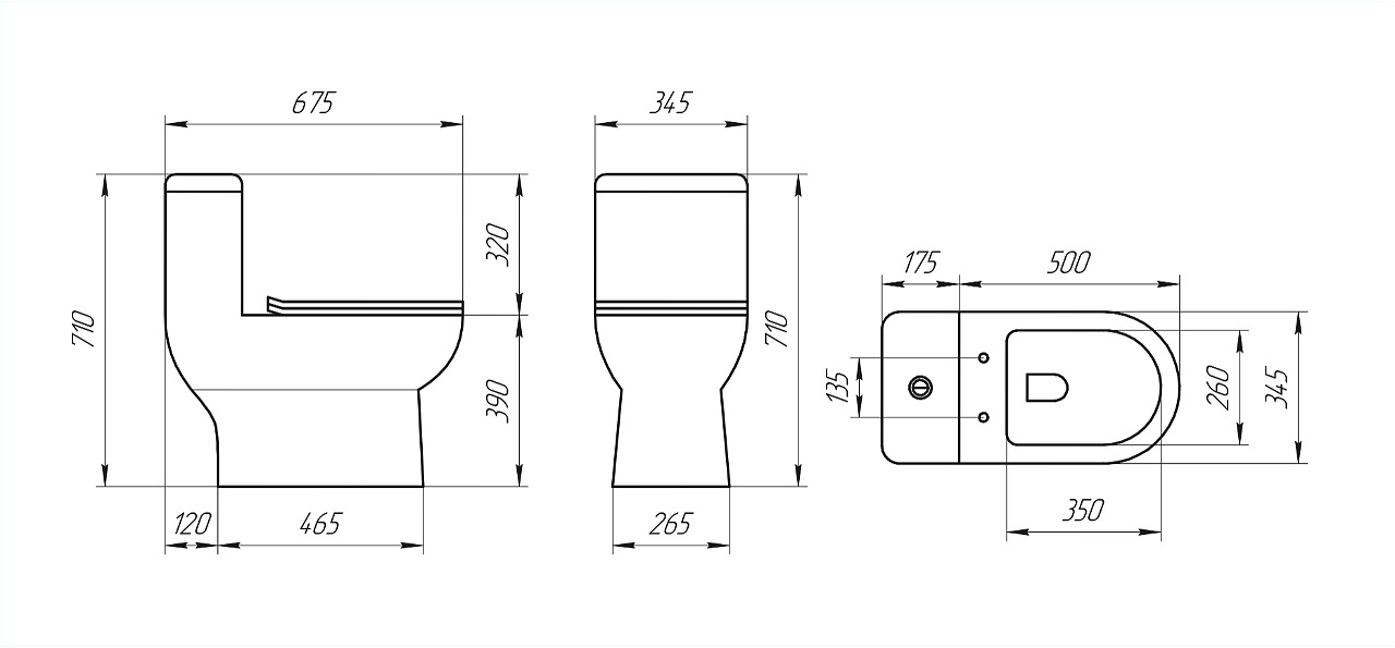 Унитаз-моноблок SM9601R безободковый, сиденье тонкое ДП, арматура (с гофрой и подводкой)