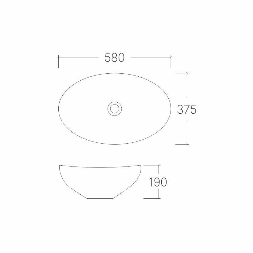 Умывальник накладной A247 овал с переливом (580*375*190 мм)