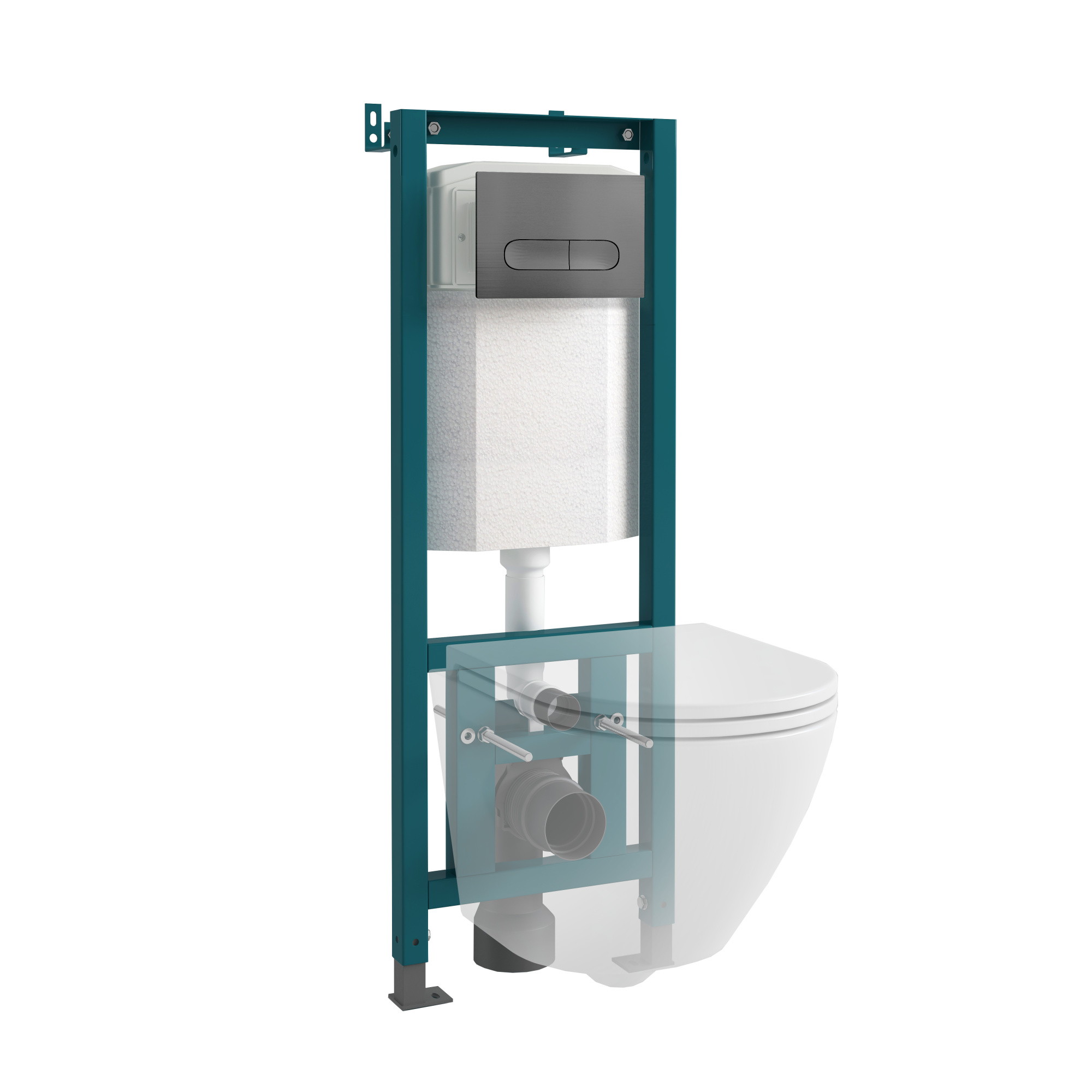 Кнопка смыва EvaGold 04, пластик овал оружейная сталь для инсталляции EvaGold 400 и EvaGold 500