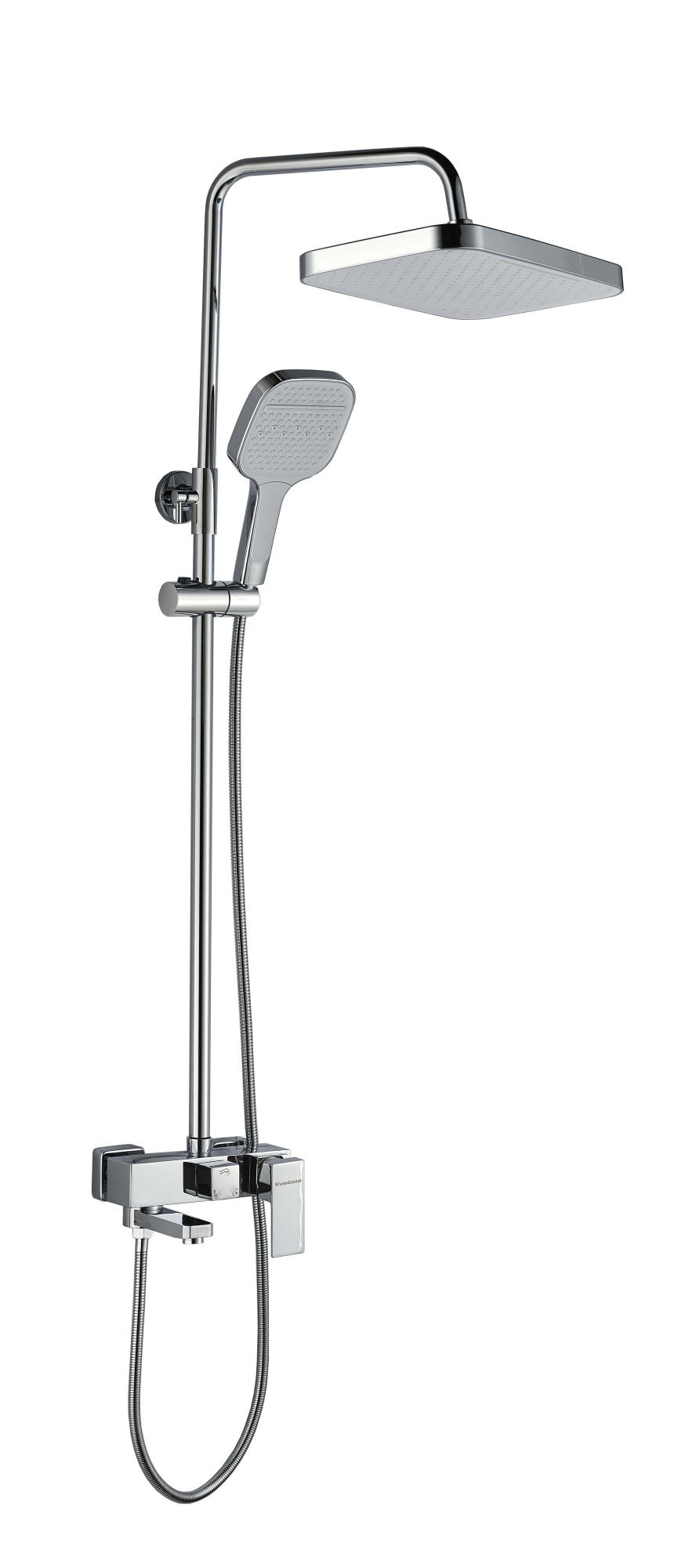 Tai FS01C-PVD Душевая стойка (150 см) со смесителем латунь, хром EvaGold