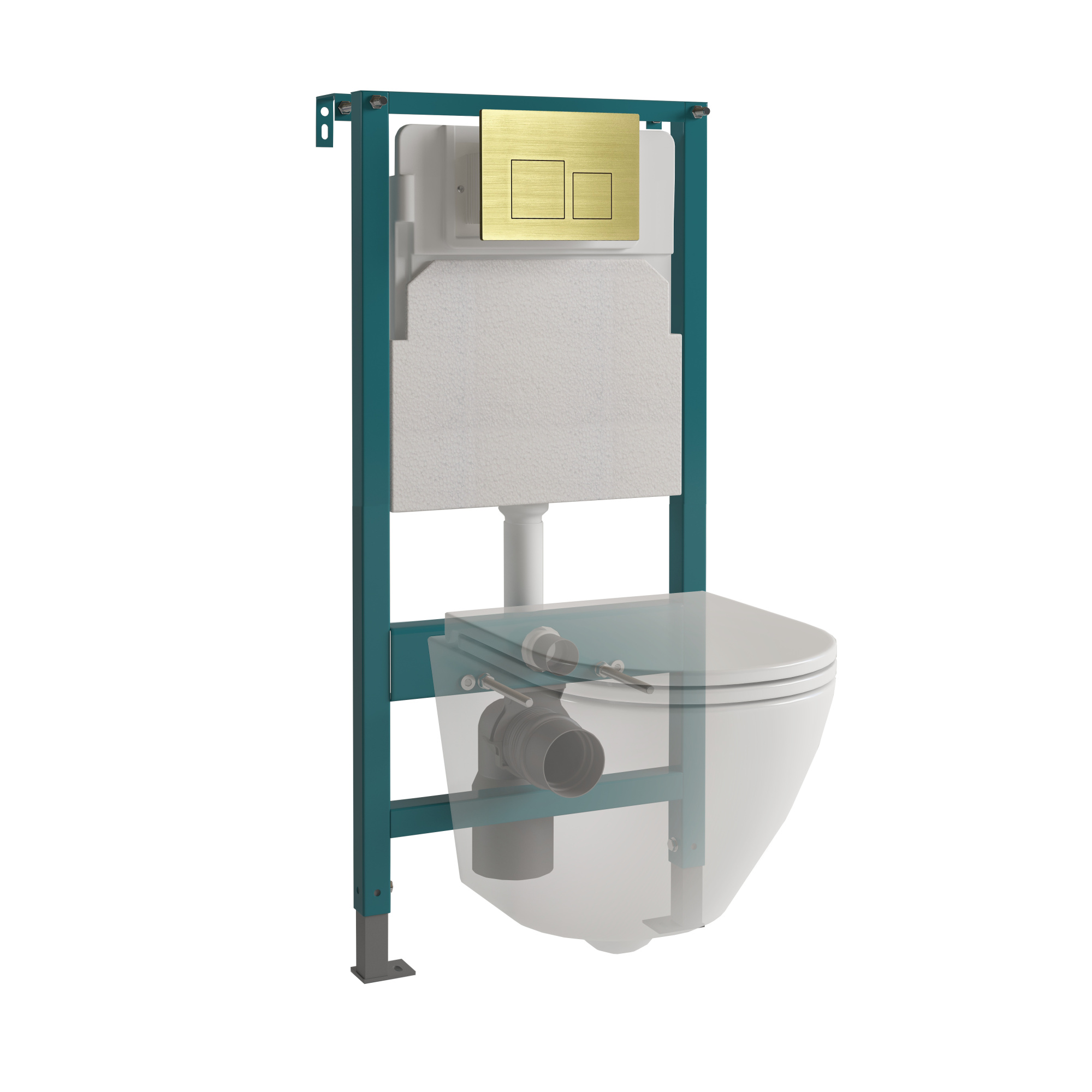 Кнопка смыва EvaGold 05, пластик квадрат золото для инсталляции EvaGold 400 и EvaGold 500