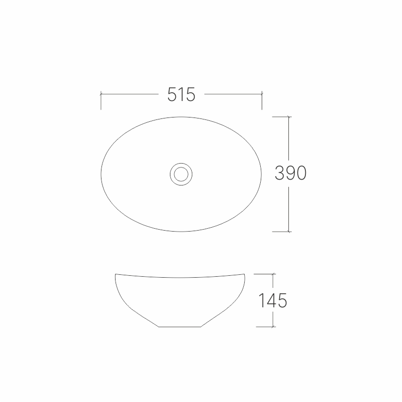 Умывальник накладной A433-CBK-PDM черная текстура овальный без перелива (510*390*145)