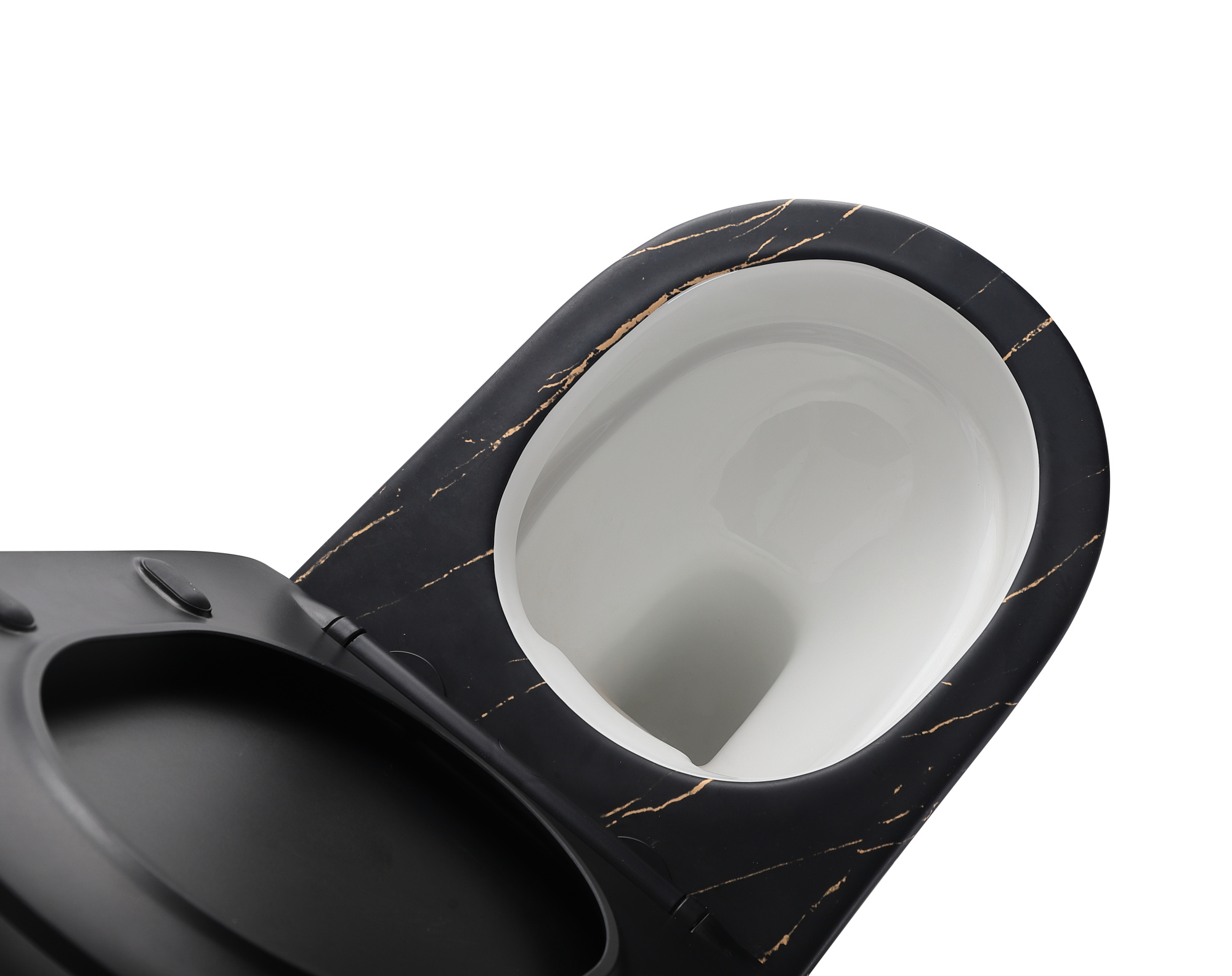 EG505Black-G Подвесной унитаз EvaGold мрамор черное золото, безободковый, сид. черн. мат. тонкое ДП