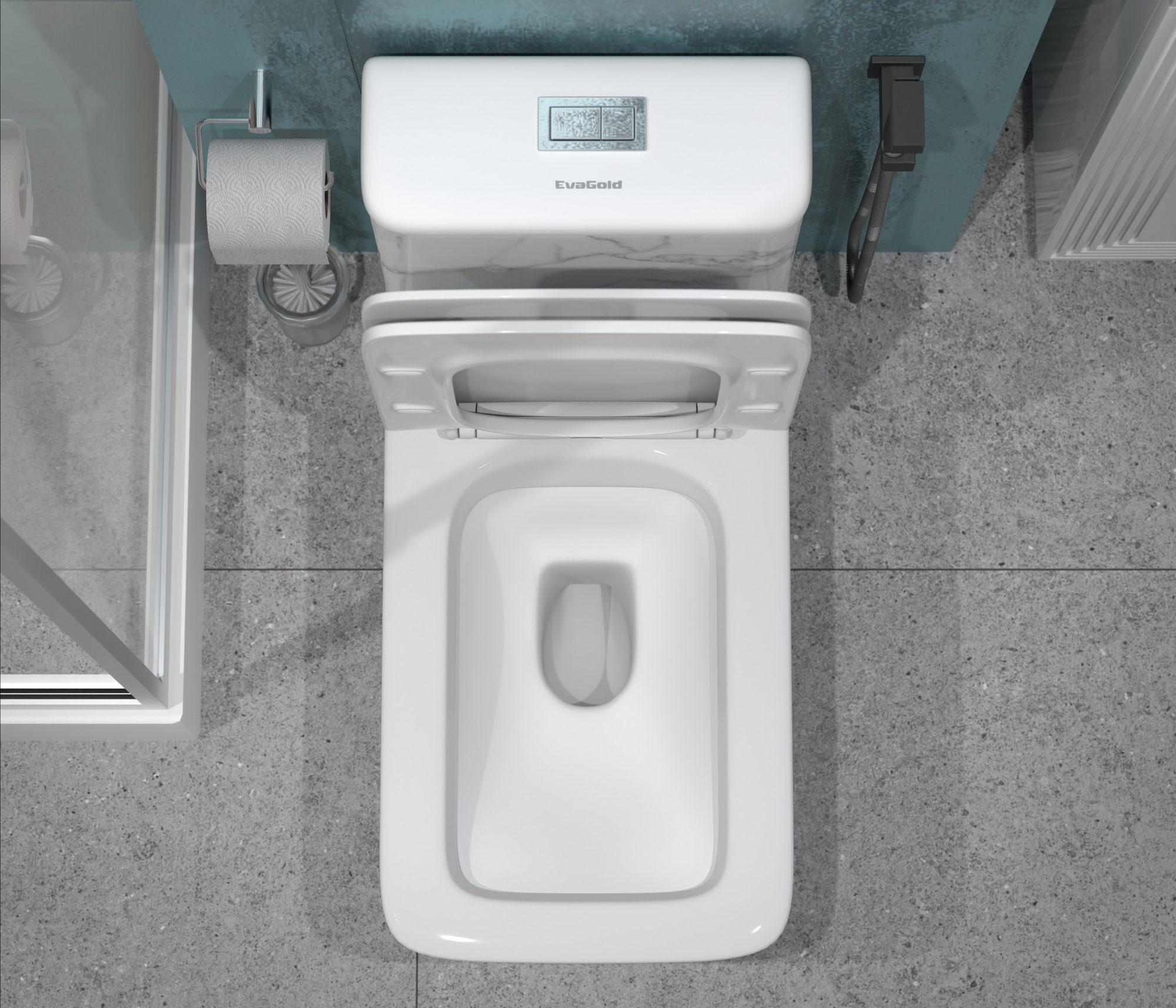 Унитаз-моноблок SM9615 МРАМОР безободковый, сиденье тонкое ДП, арматура (с гофрой и подводкой)