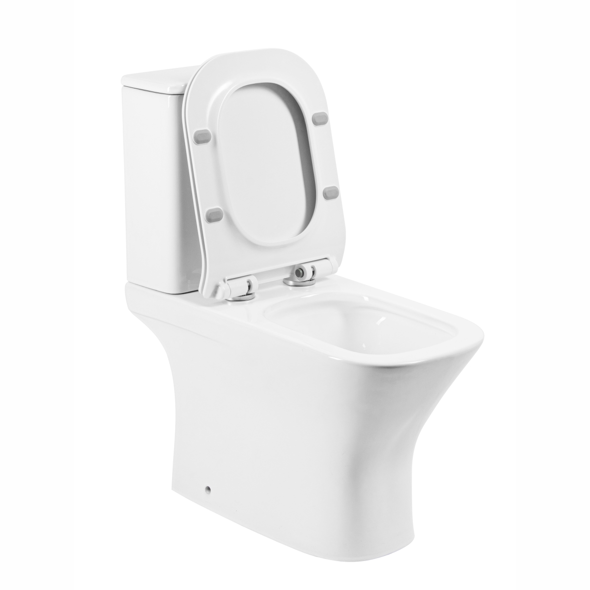 Унитаз-компакт EG307T безободковый круговой смыв, сиденье тонкое ДП, крепления, арматура, горизонтальный выпуск (T2335)