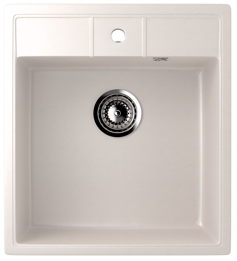 Мойка композит.Ulgran U-406 КВАДРАТНАЯ 331 белый 450*500*210  с сифоном