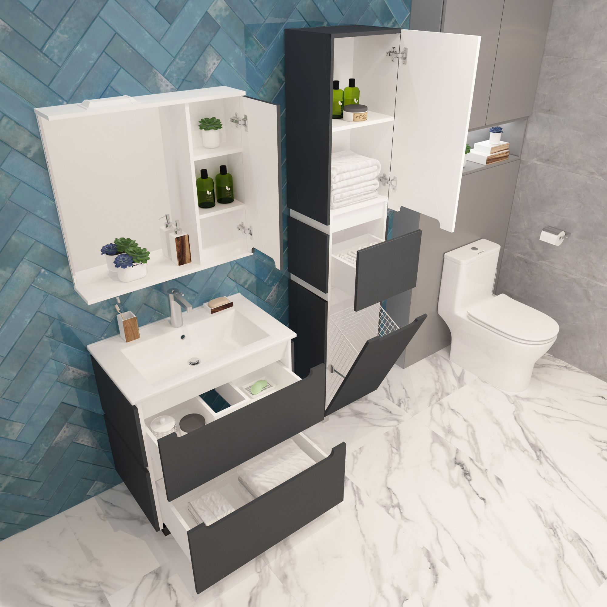 40 Пенал-шкаф "Vesta 40" №2 графит Pur-клей