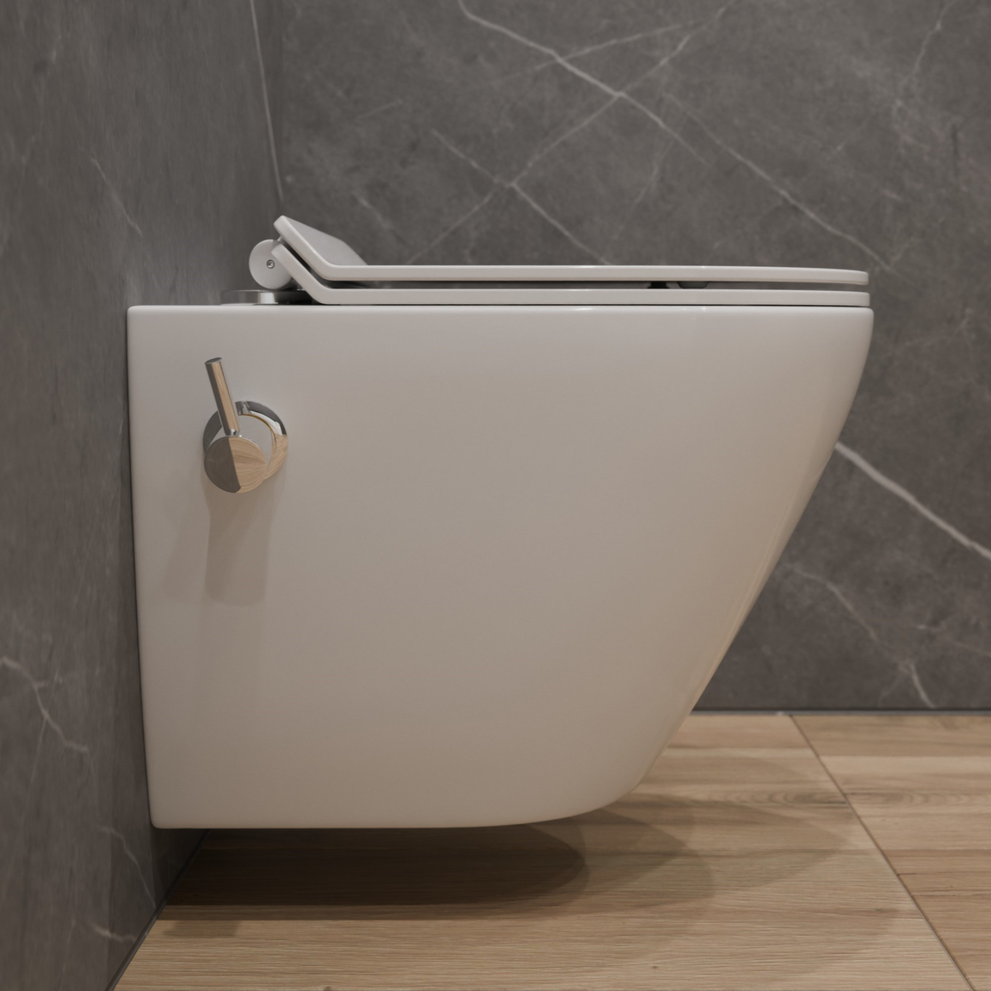 Унитаз подвесной K505B с биде безободковый, сиденье тонкое ДП, крепления