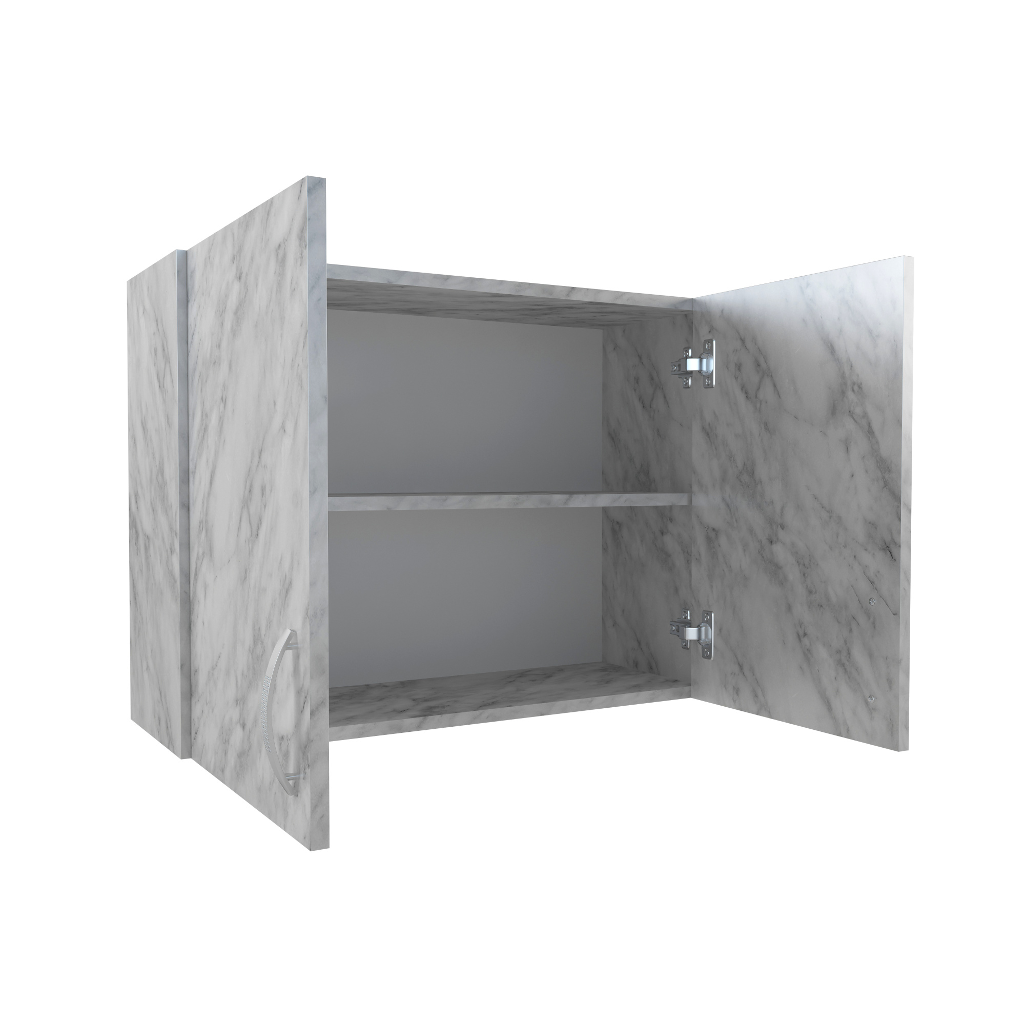 800 Шкаф навесной  для посуды с полкой - белый мрамор