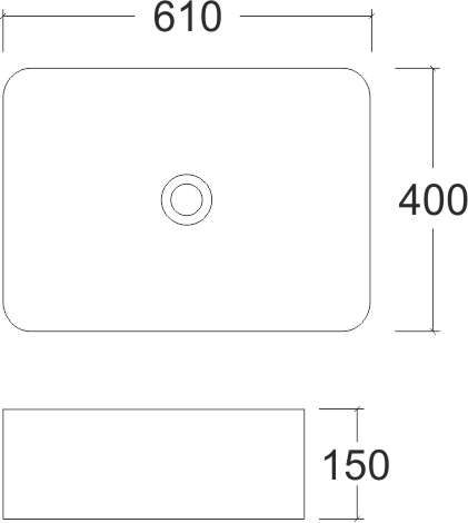 Умывальник накладной A419A прямоугольник без перелива (610*400*150 мм)