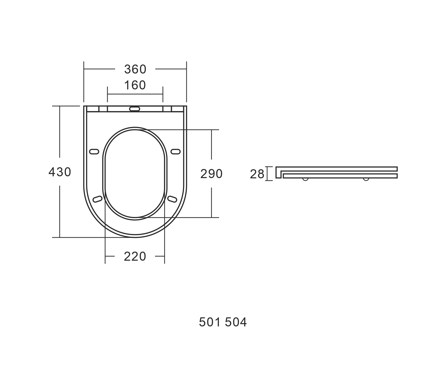 Сиденье ДП с доводчиком для унитаза K501, K504