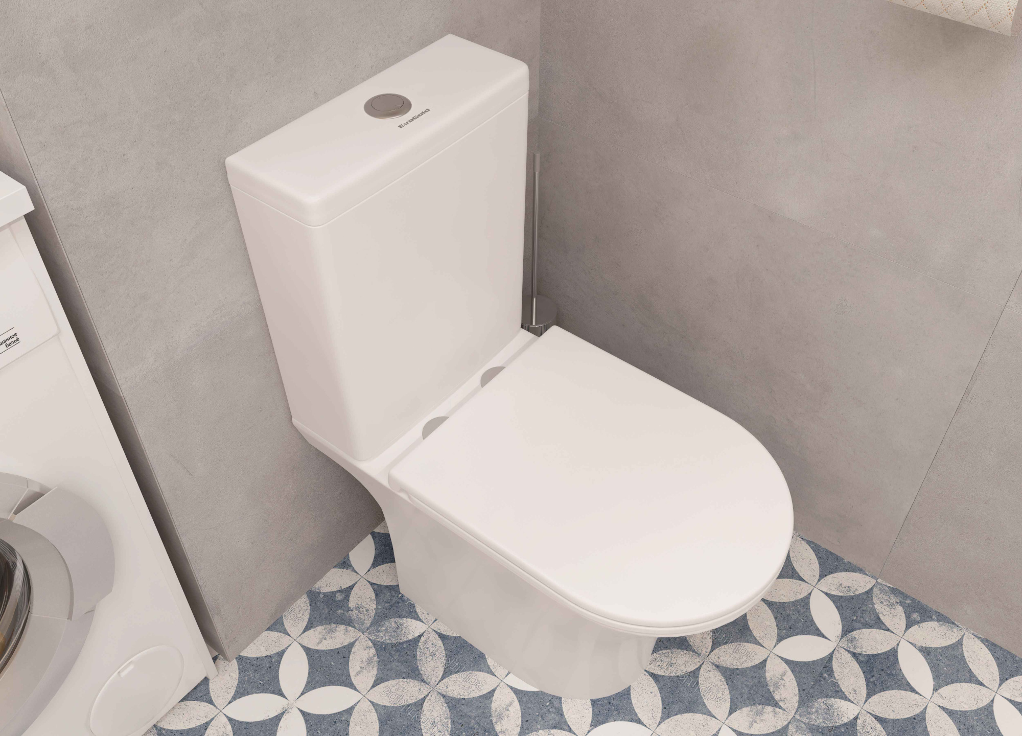 A2801 Унитаз-компакт, безободковый, сиденье тонкое ДП, крепления, арматура, гориз. выпуск