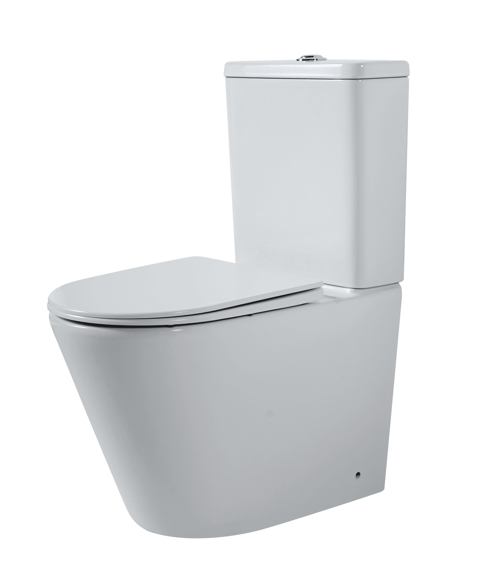 Унитаз-компакт EG309T безободковый круговой смыв, сиденье тонкое ДП, крепления, арматура, горизонтальный выпуск