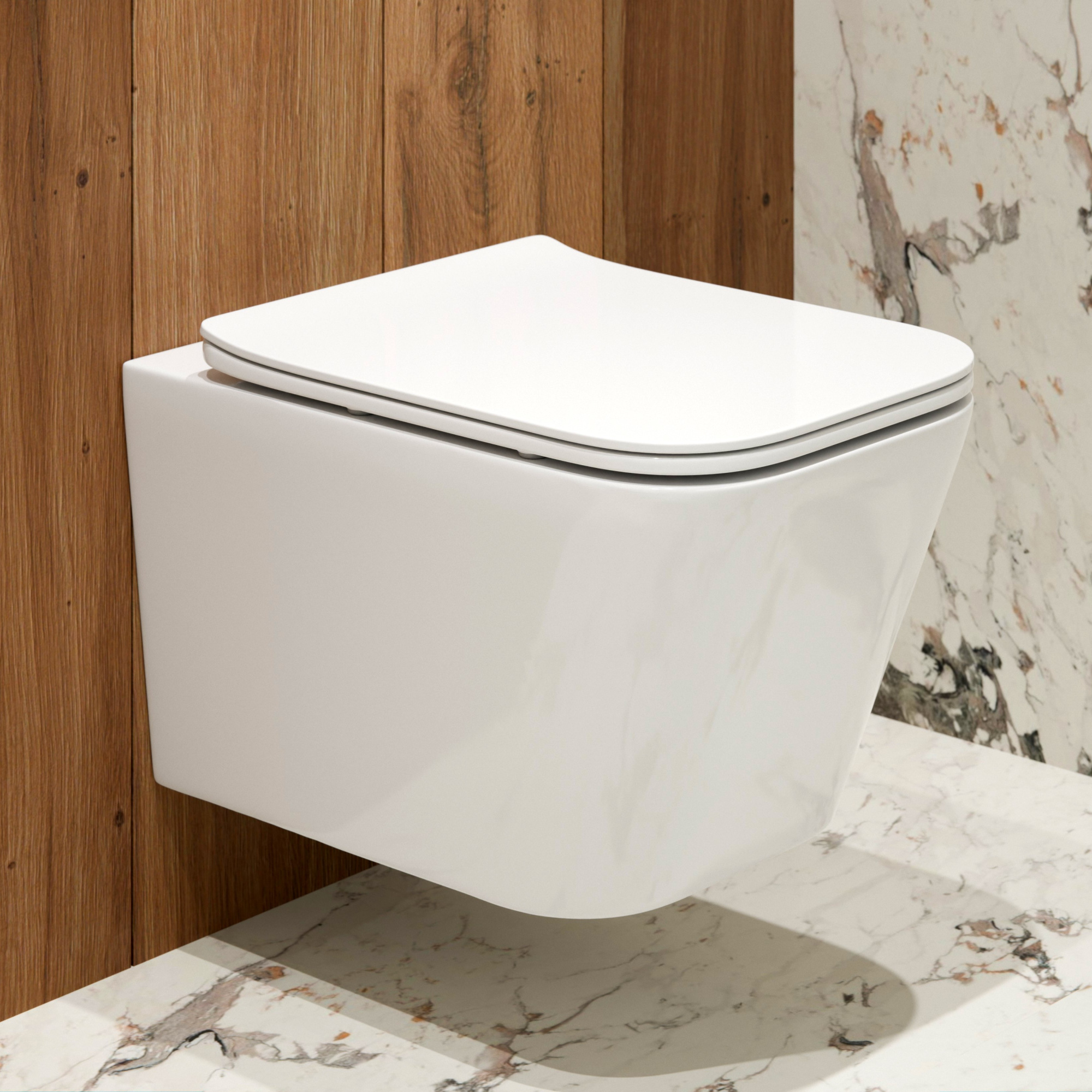 Унитаз подвесной K634 безободковый, сиденье тонкое ДП, крепления