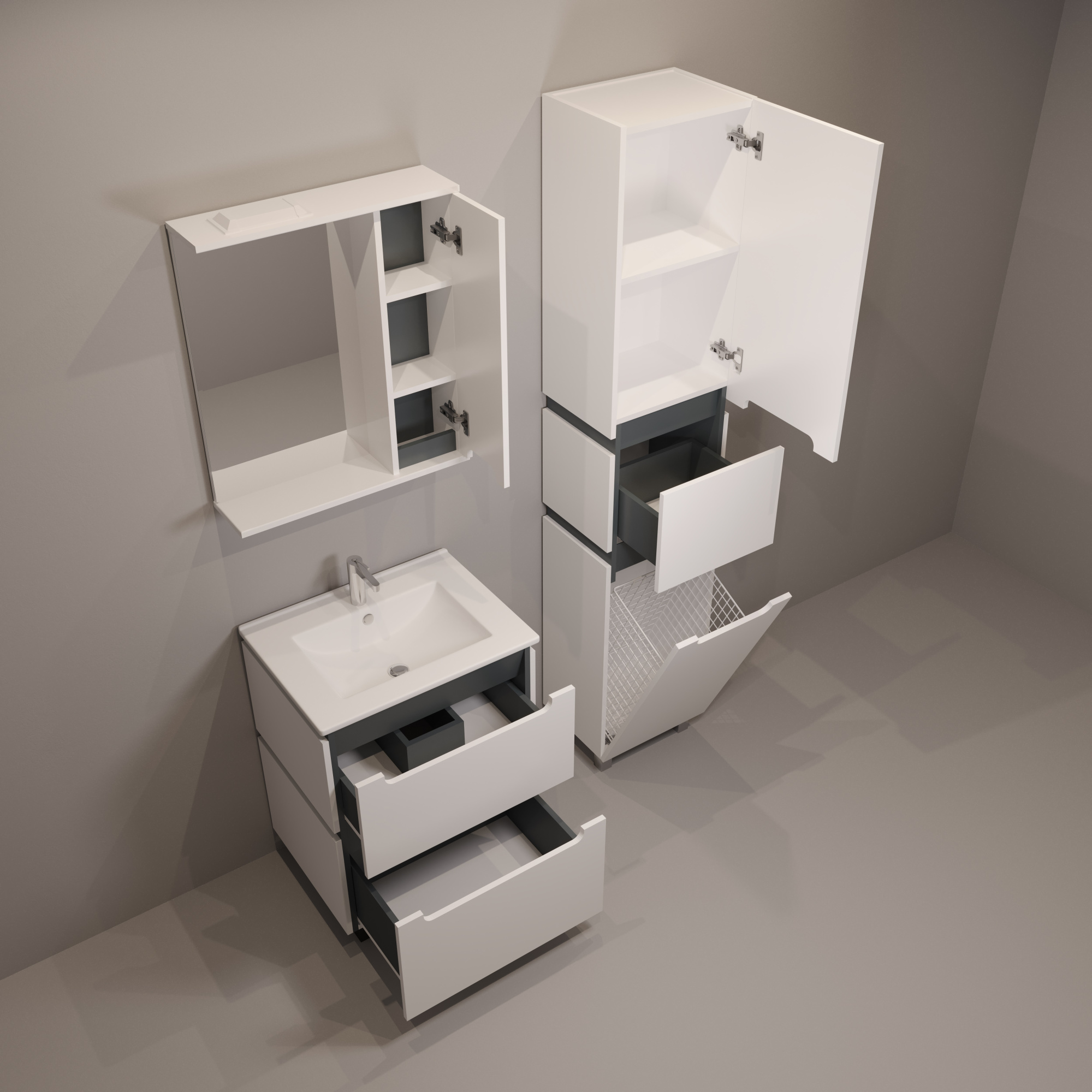 60 Тумба "Vesta 60" №4 (ум. Como 60) белый/графит Pur-клей