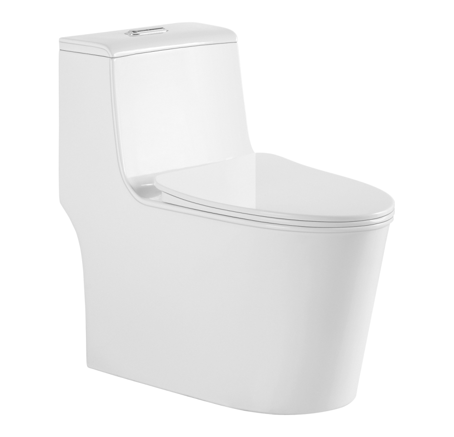 Унитаз-моноблок T1087 безободковый круговой смыв, сиденье тонкое ДП, арматура (с гофрой и подводкой)