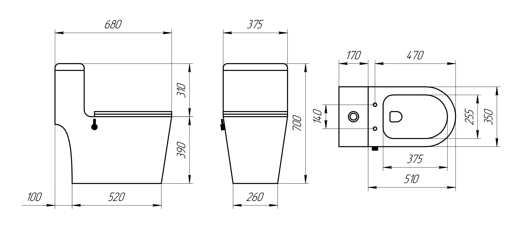 Унитаз-моноблок 5003B с биде безободковый, сиденье тонкое ДП, арматура (с гофрой и подводкой)