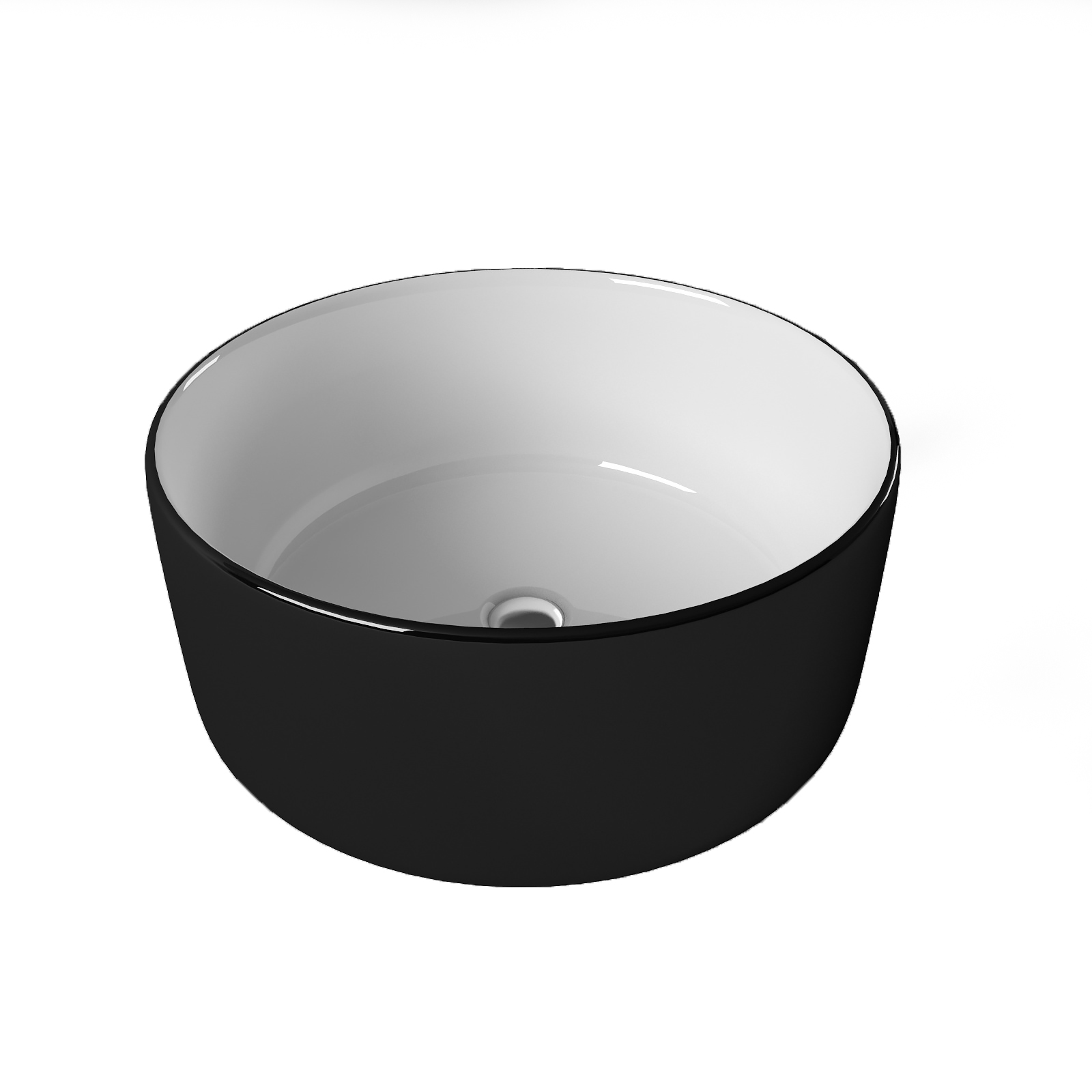 Умывальник накладной A091WBG черный/белый глянец круглый без перелива (410*410*165 мм)