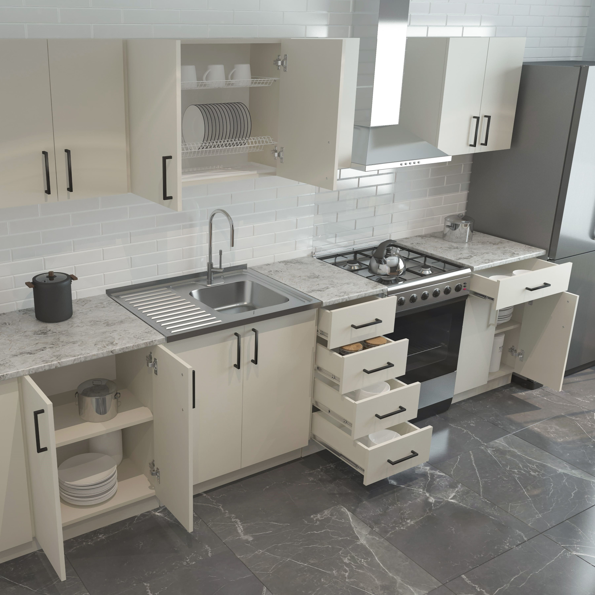 800 Шкаф навесной (для посуды) под сушку - Кашемир