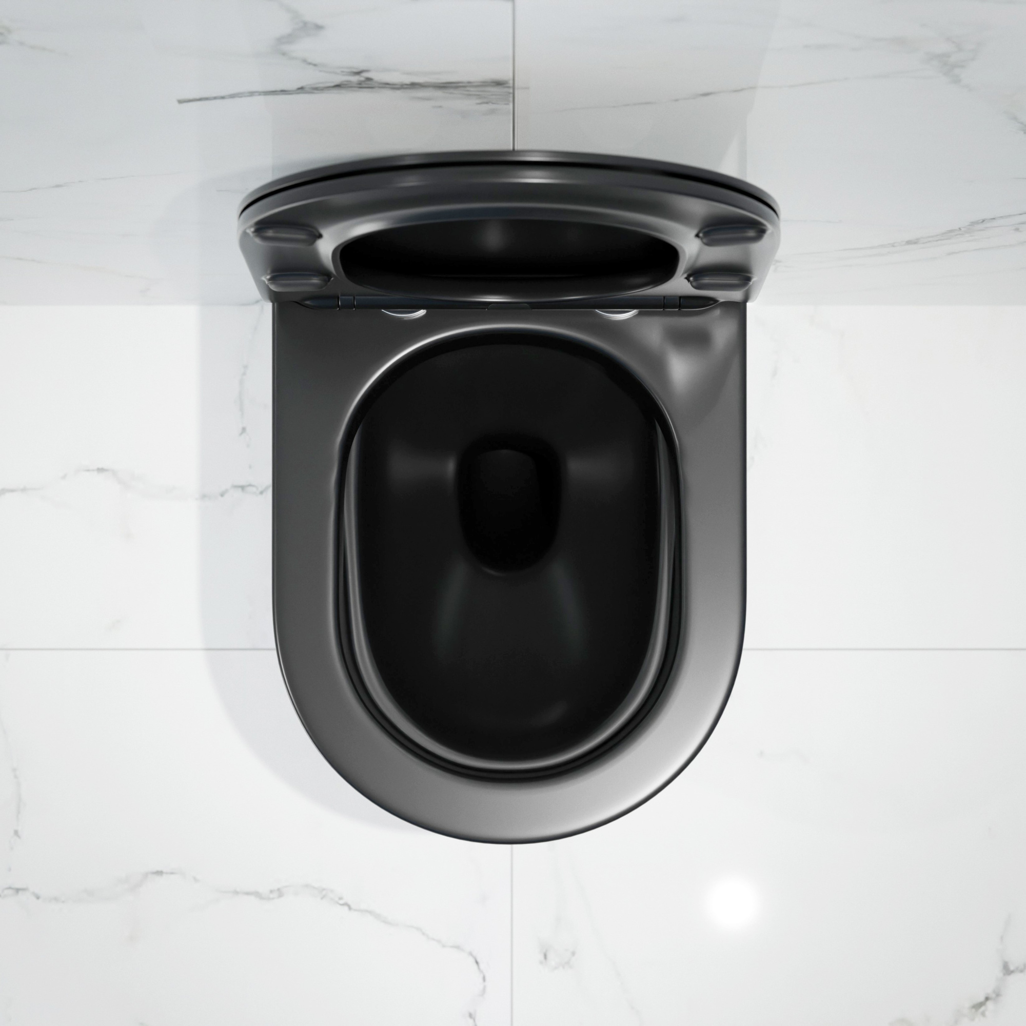 Унитаз подвесной K703BM черный матовый безободковый, сиденье тонкое ДП, крепления