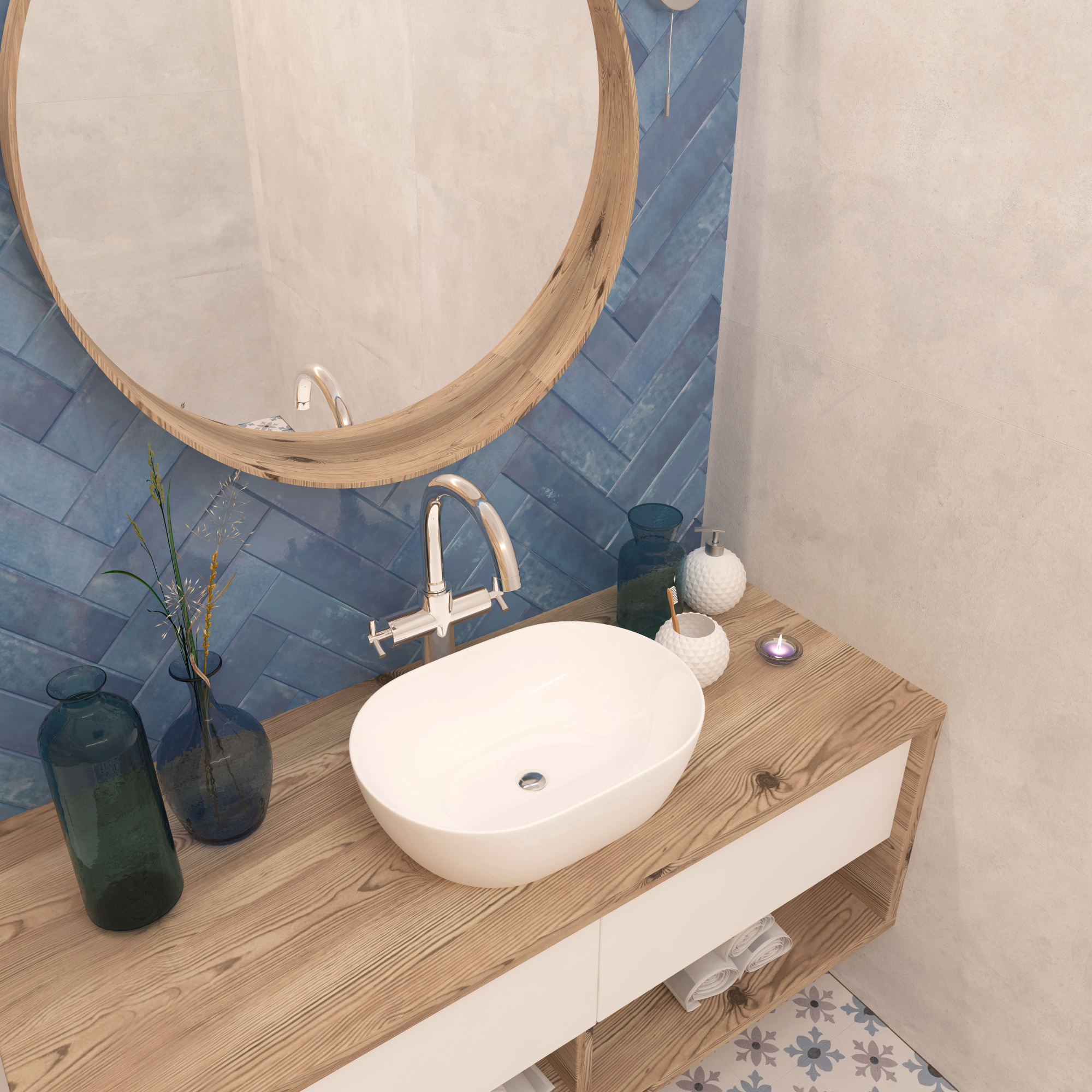 Умывальник накладной A257A овальный без перелива (485*350*140 мм)