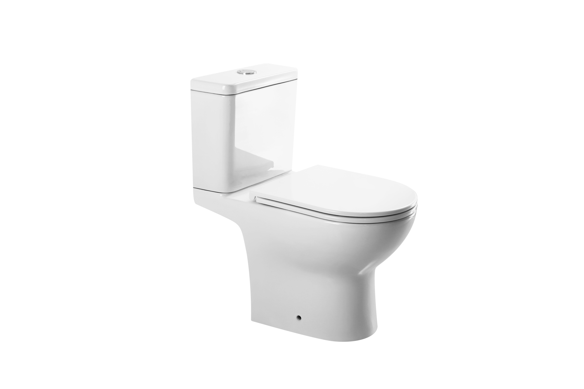 Унитаз-компакт EG303T безободковый круговой смыв, сиденье тонкое ДП, крепления, арматура, горизонтальный выпуск 1к.