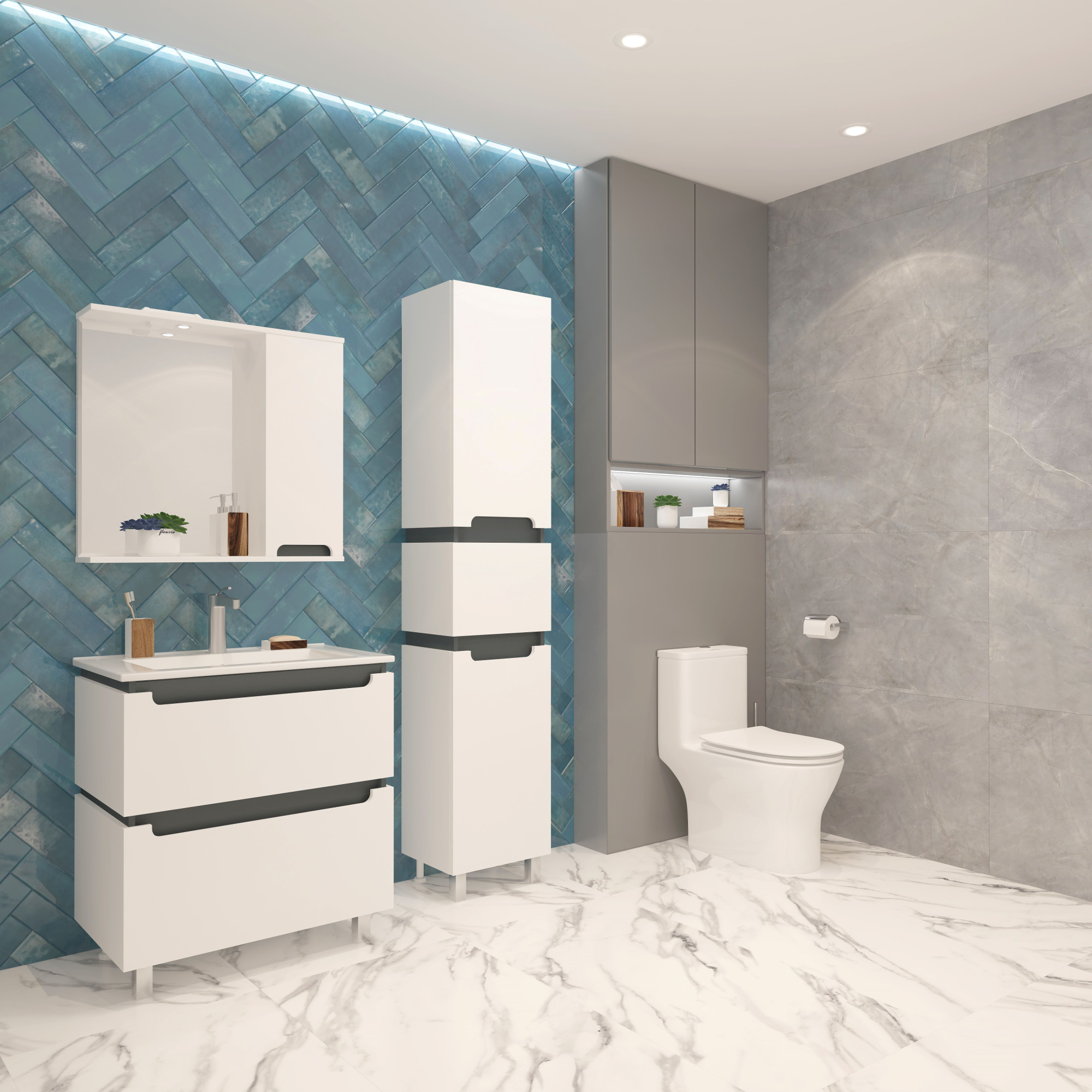 40 Пенал-шкаф "Vesta 40" №4 белый/графит Pur-клей