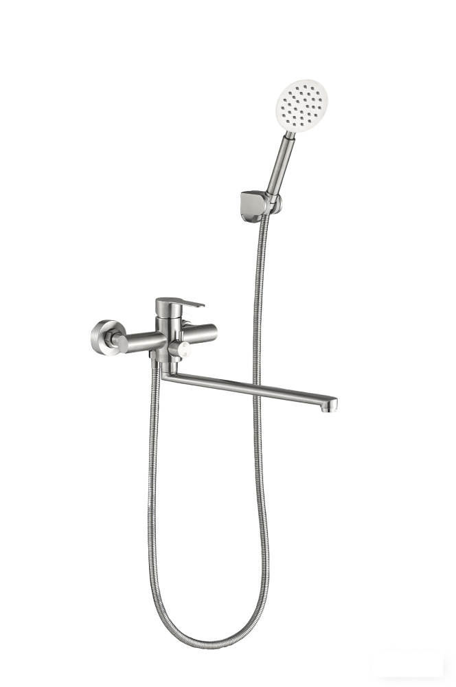 Смеситель для ванны Монтес, нержавеющая сталь, с лейкой и шлангом, EvaGold