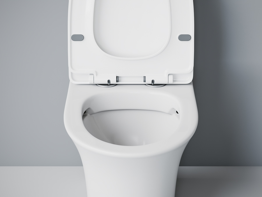 Унитаз-моноблок SM9612 безободковый, сиденье тонкое ДП, арматура (с гофрой и подводкой)