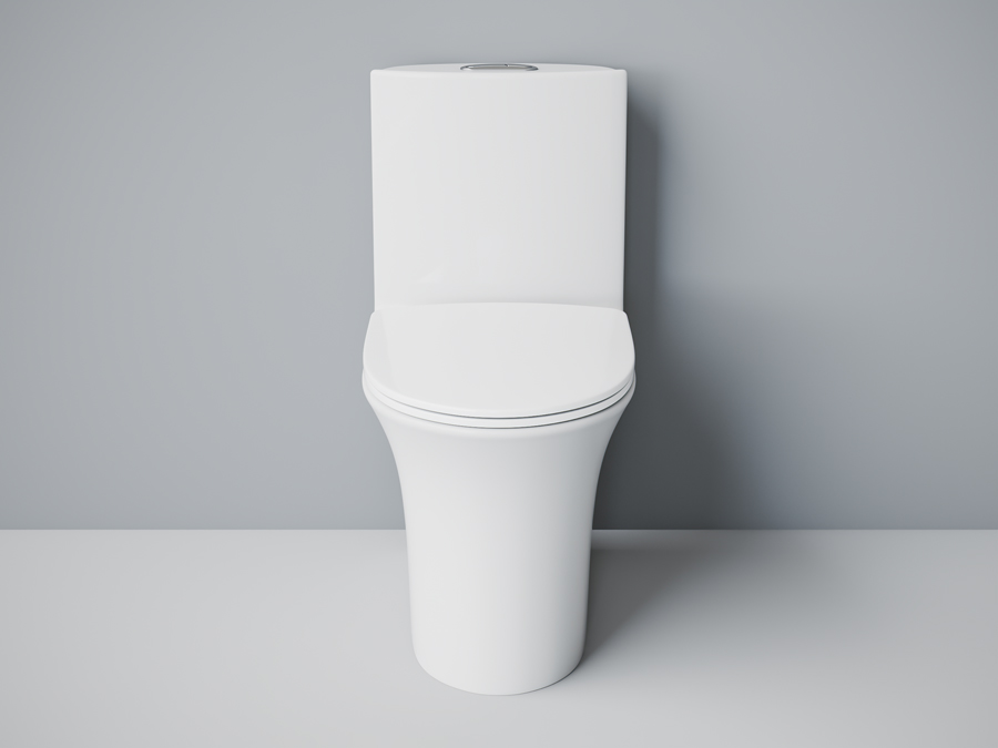 Унитаз-моноблок SM9612 безободковый, сиденье тонкое ДП, арматура (с гофрой и подводкой)