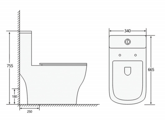 Унитаз-моноблок EG405 безободковый, сиденье тонкое ПП, арматура