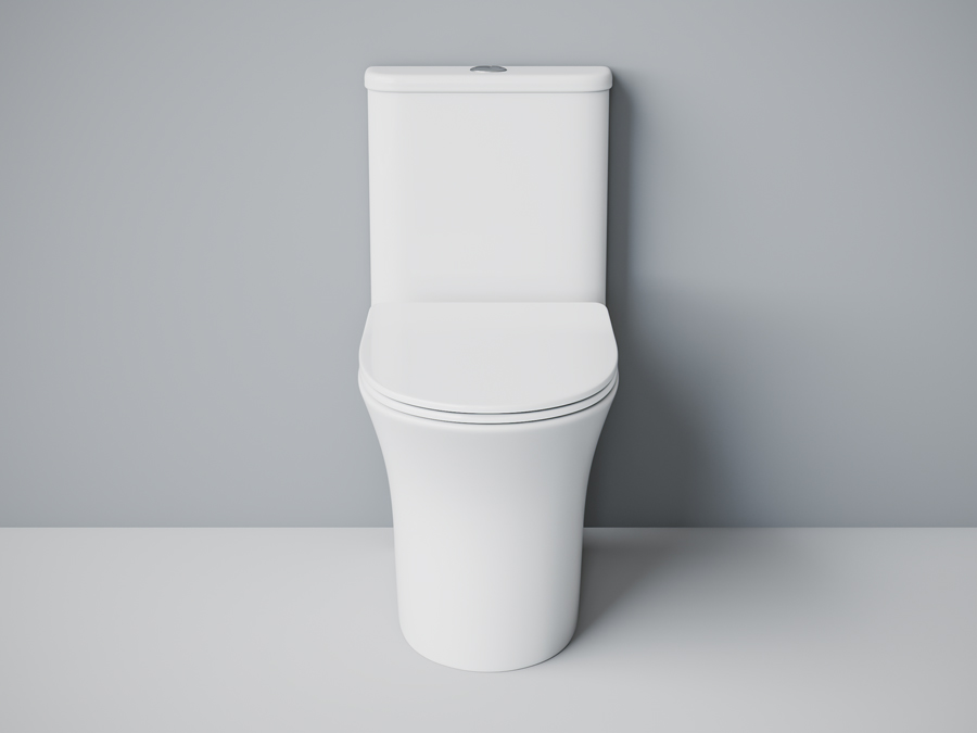 Унитаз-моноблок SM9614 безободковый, сиденье тонкое ДП, арматура (с гофрой и подводкой)