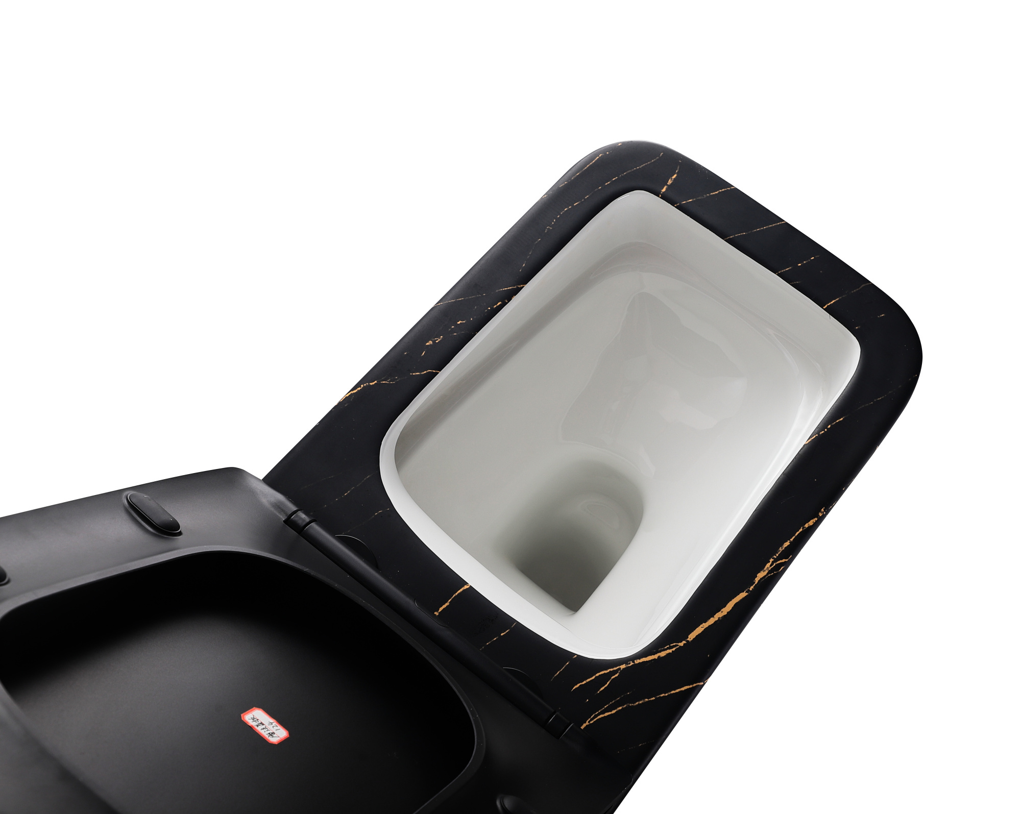 EG633Black-G Подвесной унитаз EvaGold мрамор черное золото, безободковый, сид. черн. мат. тонкое ДП