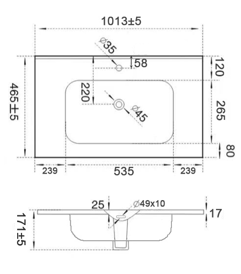 100 Умывальник Эстель 1000 слим