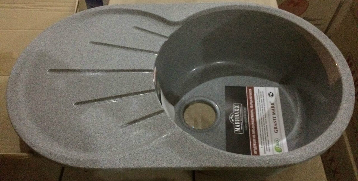 Мойка композит. MARRBAXX КК овал бол.110/Q8,748х455х210,темно-серый, без сифона