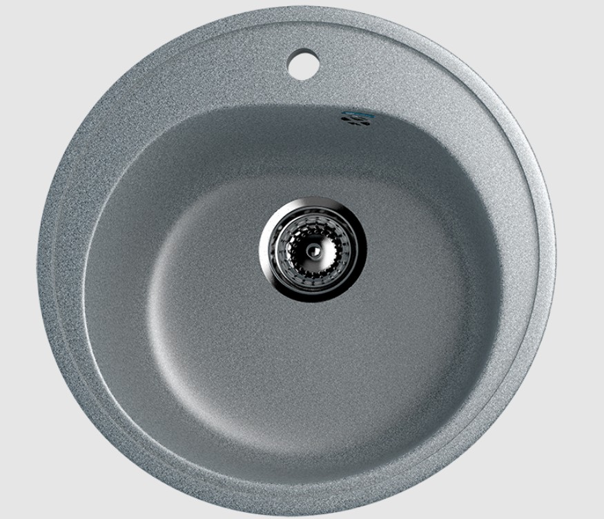 Мойка композит.Ulgran U-101 КРУГЛАЯ 309 темно-серый 500*500*180  с сифоном