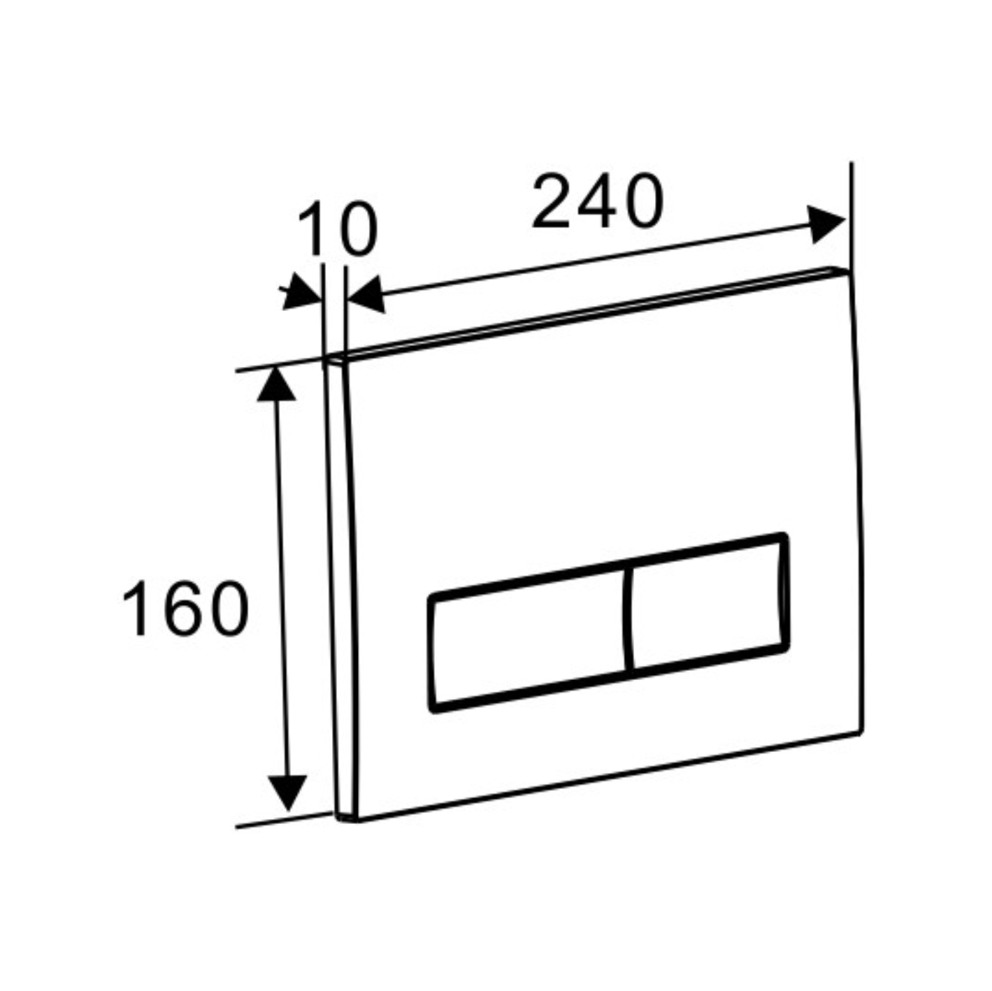 Кнопка смыва EvaGold 02, пластик прямоугольн черный матовый для инсталляции EvaGold400 и EvaGold500