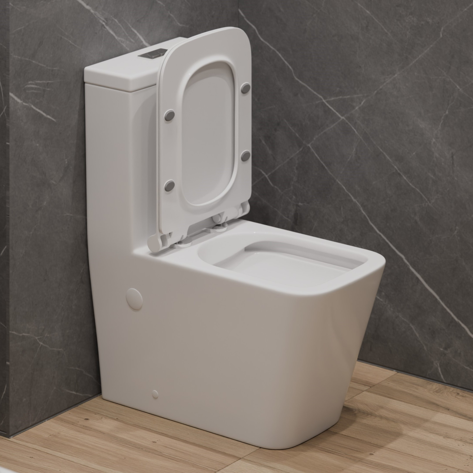 Унитаз-моноблок T1086 безободковый, сиденье тонкое ДП, арматура (с гофрой и подводкой)