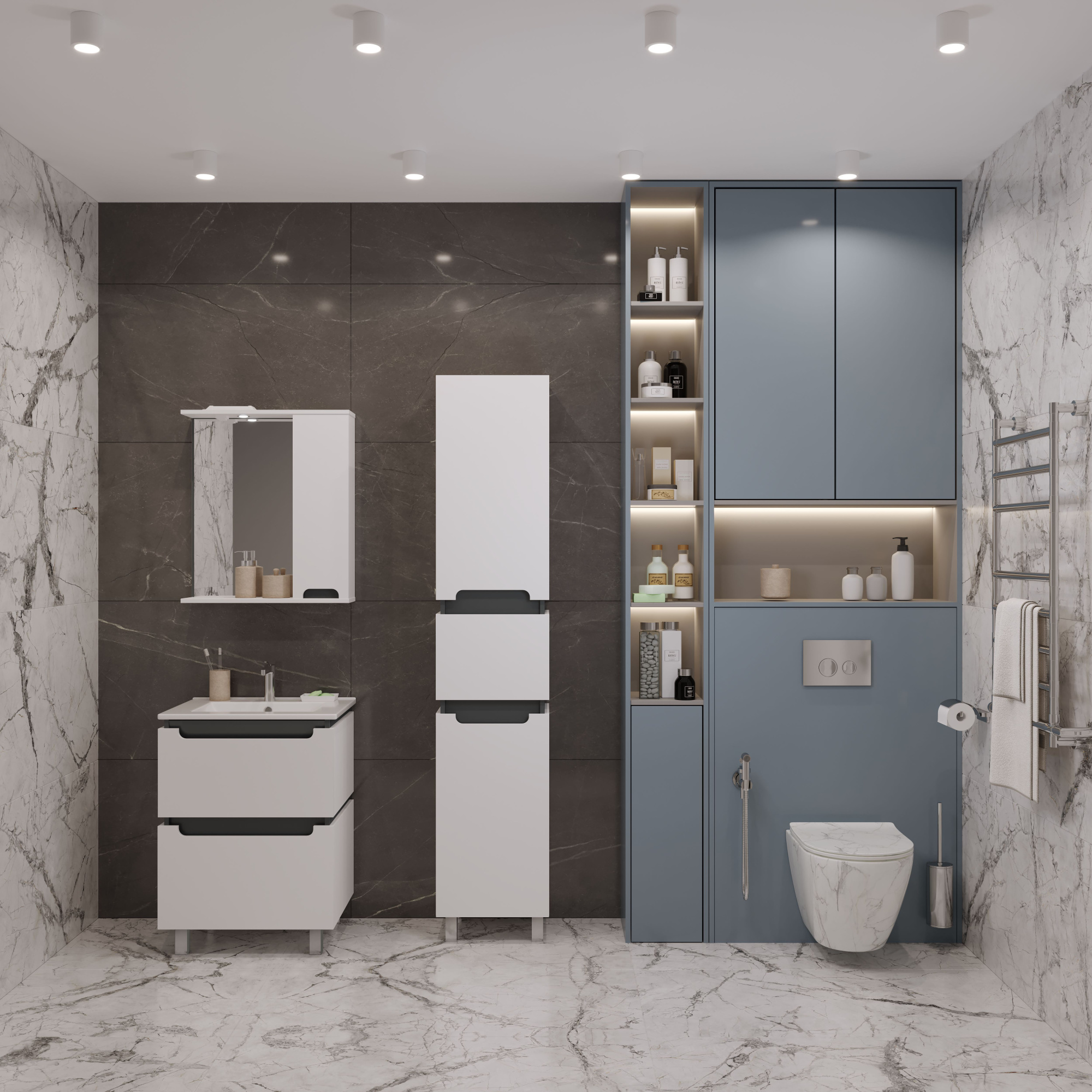 60 Тумба "Vesta 60" №4 (ум. Como 60) белый/графит Pur-клей