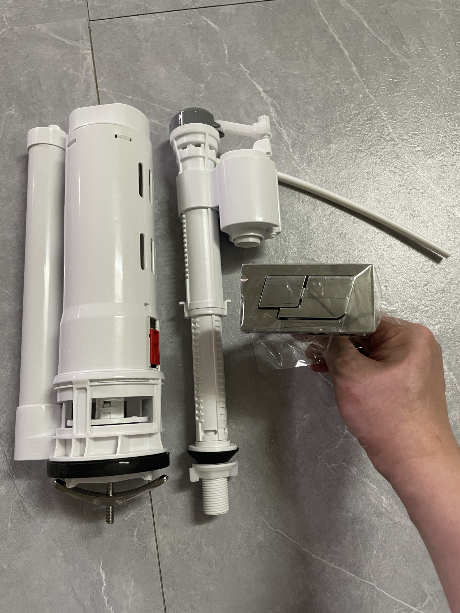 Арматура 2х кноп., ниж. подвод воды для унитаза-моноблока T1086, T1085 - h=28