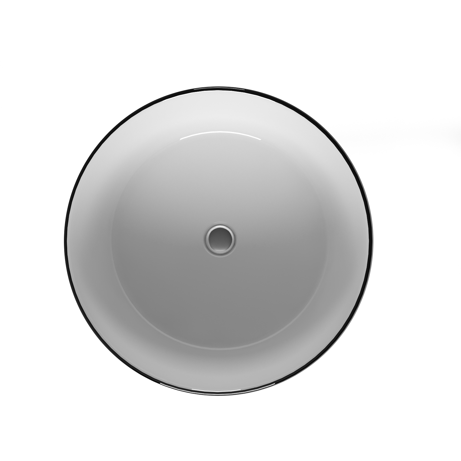 Умывальник накладной A091WBG черный/белый глянец круглый без перелива (410*410*165 мм)